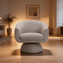 Ver imagem 5 de Poltrona Giratória Orgânica Maya Tecido Linho Premium Design Redondo Sala Quarto Suporta 150kg:Linho
