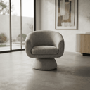 Ver imagem 4 de Poltrona Giratória Orgânica Maya Tecido Linho Premium Design Redondo Sala Quarto Suporta 150kg:Linho