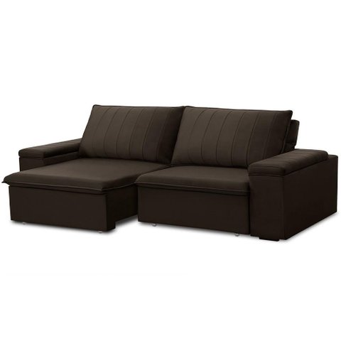 Sofá 3 Lugares Retrátil Reclinável para Sala 225cm Malfati F04 Veludo Marrom Escuro - Lyam Decor