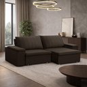 Ver imagem 3 de Sofá 3 Lugares Retrátil Reclinável para Sala 225cm Malfati F04 Veludo Marrom Escuro - Lyam Decor