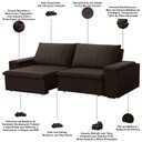 Ver imagem 4 de Sofá 3 Lugares Retrátil Reclinável para Sala 225cm Malfati F04 Veludo Marrom Escuro - Lyam Decor