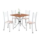 Ver imagem 2 de Conjunto de Mesa Tubular 70cm x 70cm Tampo em MDF com 4 Cadeiras Dany Branco/Botanic Bege