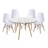 Conjunto Mesa Eiffel de Vidro com a Base Madeira 90cm + 4 Cadeiras Eames Dsw Branca - 1