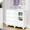 Ver imagem 1 de Cômoda Infantil 95cm 1 Porta com Janela e 4 Gavetas Mimo 100% MDF Espresso Móveis Branco/Brilho