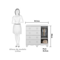 Cômoda Infantil 95cm 1 Porta com Janela e 4 Gavetas Mimo 100% MDF Espresso Móveis - 4