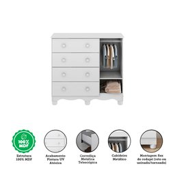 Cômoda Infantil 95cm 1 Porta com Janela e 4 Gavetas Mimo 100% MDF Espresso Móveis - 6