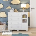 Ver imagem 6 de Cômoda Bebê 1 Porta com Janela e 4 Gavetas Mimo 100% MDF Espresso Móveis Branco Brilho