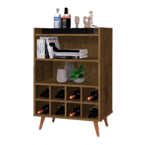 Aparador Buffet Bar Adega para 8 Garrafas Nichos Pés Madeira Retrô Paris:ferrara Madeirada