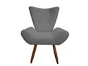 Ver imagem 2 de Poltrona Decorativa Emilia Suede Cinza Pés Madeira Mz Decor