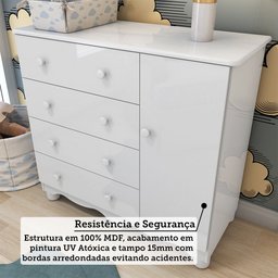 Cômoda Infantil 1 Porta 4 Gavetas 100% MDF Mimo - 8