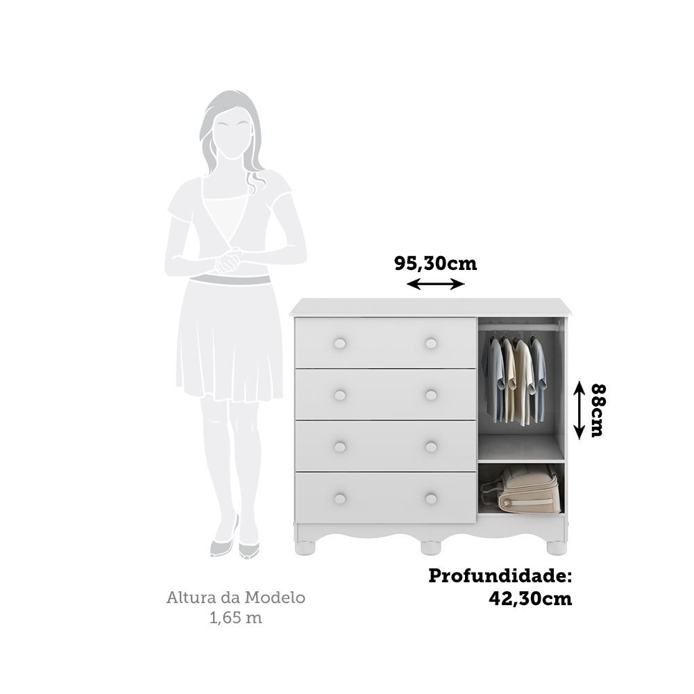 Cômoda Infantil 1 Porta 4 Gavetas 100% MDF Mimo - 4
