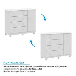 Cômoda Infantil 1 Porta 4 Gavetas 100% MDF Mimo - 6