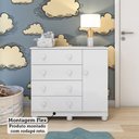 Ver imagem 7 de Cômoda Infantil 1 Porta 4 Gavetas 100% MDF Mimo Espresso Móveis Branco Brilho
