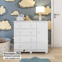 Ver imagem 6 de Cômoda Bebê 1 Porta 4 Gavetas 100% MDF Mimo Espresso Móveis Branco Brilho