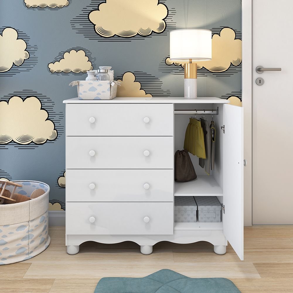 Cômoda Infantil 1 Porta 4 Gavetas 100% MDF Mimo - 3