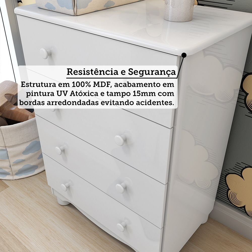 Cômoda Infantil 4 Gavetas 100% MDF Mimo Espresso Móveis - 7