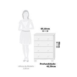 Cômoda Infantil 4 Gavetas 100% MDF Mimo Espresso Móveis - 3