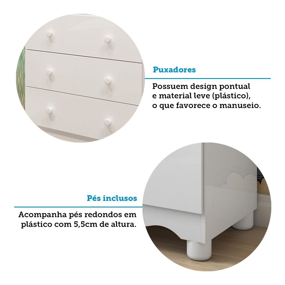 Cômoda Infantil 4 Gavetas 100% MDF Mimo Espresso Móveis - 10