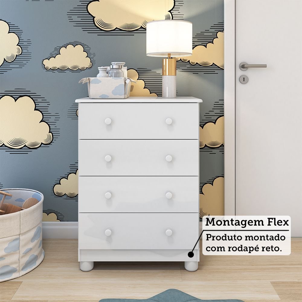 Cômoda Infantil 4 Gavetas 100% MDF Mimo Espresso Móveis - 6