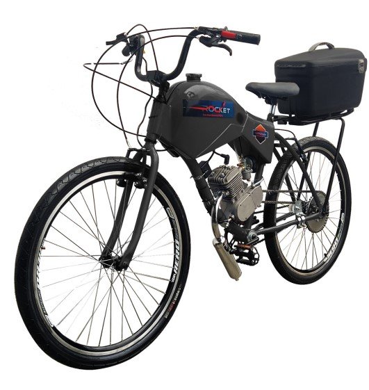 Bicicleta Rocket PRETO Motorizada Beach Baú Cargo - Com Carenagem - Preto - 1