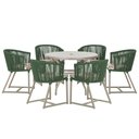 Ver imagem 1 de Mesa com 6 Cadeiras de Jantar Roma 120cm e Noronha em Alumínio Fendi Corda Náutica Estofado 6 Trama