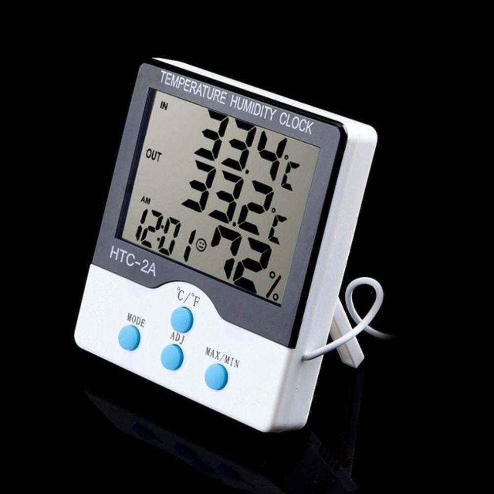 Termômetro higrômetro relógio digital parede e mesa - 2