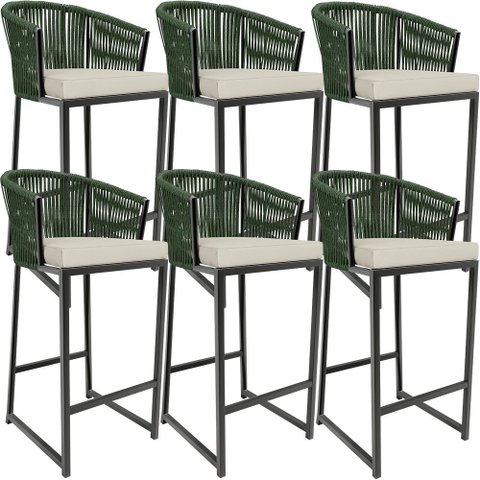 Kit 06 Banqueta Para Área Gourmet Cozinha Varanda Corda Náutica Sunset D04 Verde - Lyam Decor