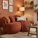 Ver imagem 1 de Namoradeira Decorativa Sala Estar Orgânica Beatriz Boucle Terracota - Montanaris Decor