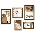 Ver imagem 1 de Kit 5 Quadros Decorativos Frases Fé Gratidão Placas Sala