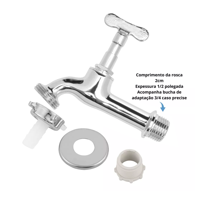 Torneira de Tanque e Jardim Metal Cromada Casagrande Mundial - 6