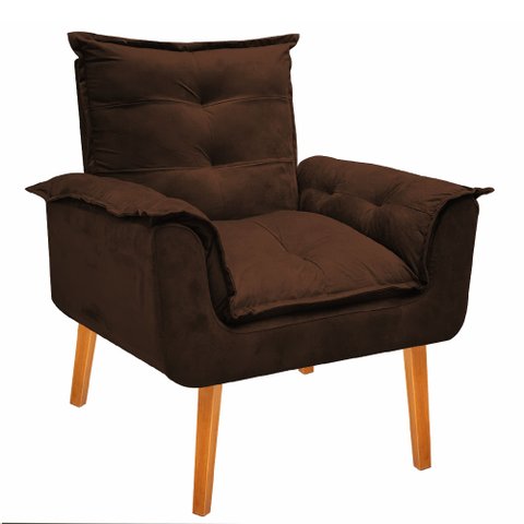 Poltrona Decorativa Opala Pés Palito - Marrom