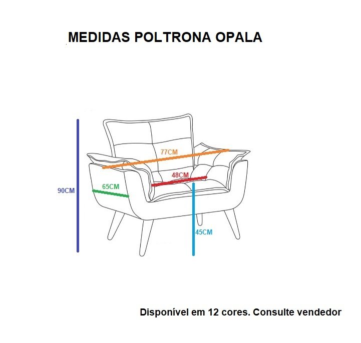 Poltrona Decorativa Opala Pé Palito - Marfim - 2