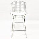 Ver imagem 2 de Banqueta para cozinha Bertoia cromada assento branco altura 70cm - Direto de Fábrica