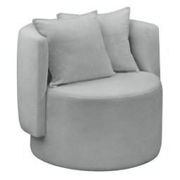 Poltrona Orgânica Base Giratória Maya Boucle Cinza Redonda Decorativa - Arkell - 1