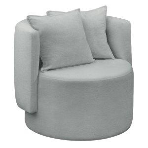 Poltrona Orgânica Base Giratória Maya Boucle Cinza Redonda Decorativa - Arkell