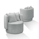 Ver imagem 2 de Poltrona Orgânica Base Giratória Maya Boucle Cinza Redonda Decorativa - Arkell