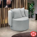 Ver imagem 1 de Poltrona Orgânica Base Giratória Maya Boucle Cinza Redonda Decorativa - Arkell