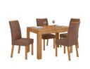 Ver imagem 1 de Conjunto Sala de Jantar Mesa Athenas 120 Tampo no Glass com 4 Cadeiras Apogeu - Lopas Amendoa Clean 