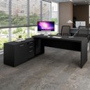 Ver imagem 1 de Mesa em L para Escritório com Armário Lateral Mesa Dinâmica 150cm 3 Gavetas Preto F5 Office