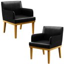 Ver imagem 1 de Kit 2 Poltronas Decorativas Para Sala De Estar E Recepção Beatriz W01 Couríssimo Preto - Lyam