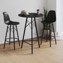 Ver imagem 1 de Conjunto Mesa Bistrô Redonda Estrutura em Ferro Preto com Tampo Preto com 2 Banquetas Eames Preta