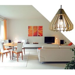 Lustre Luminária Pendente de Madeira MDF Mod. Slim - 3