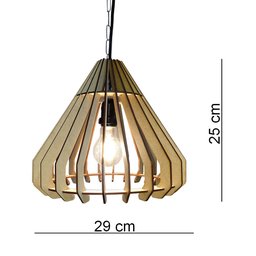 Lustre Luminária Pendente de Madeira MDF Mod. Slim - 4
