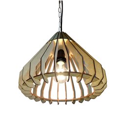 Lustre Luminária Pendente de Madeira MDF Mod. Slim - 2