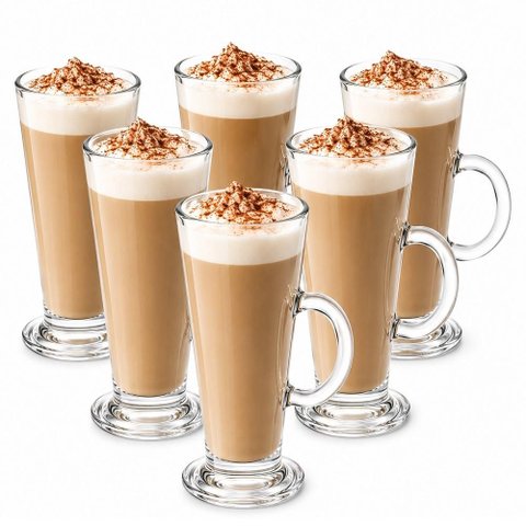 Kit 6 Xicara Cafe Alta Suco Taca Capuccino Jogo Caneca Vidro