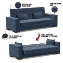 Ver imagem 2 de Sofá Cama 2 Lugares Para Sala De Estar Suede Azul Marinho