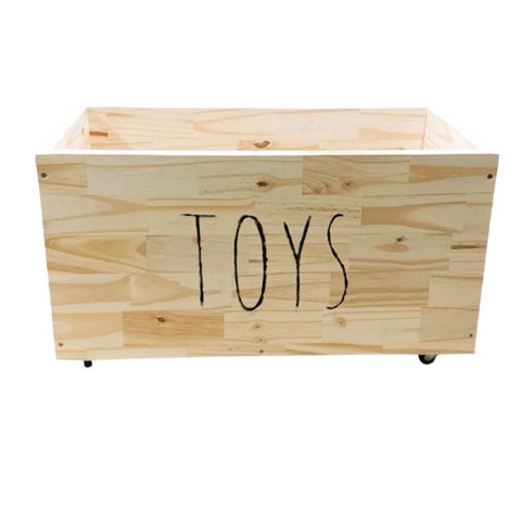 Baú de Madeira Toys Organizador para Brinquedos com Rodinhas
