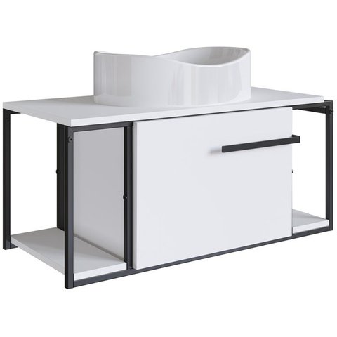 Gabinete Susp e Cuba Marmore Sintetico P1019x941012 Branco Branco Pp