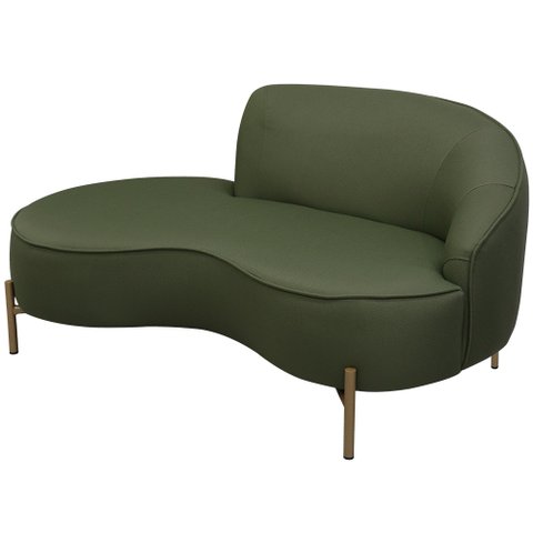 Sofá Curvo 03 Lugares 180cm Braço Esquerdo Thommy Pés Ouro Fosco Linho Verde - Casaepoltrona