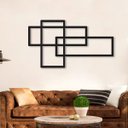 Ver imagem 1 de Quadro Escultura de Parede Retângulos Abstrato Minimalista Sala Quarto Preto Premium 100x55cm